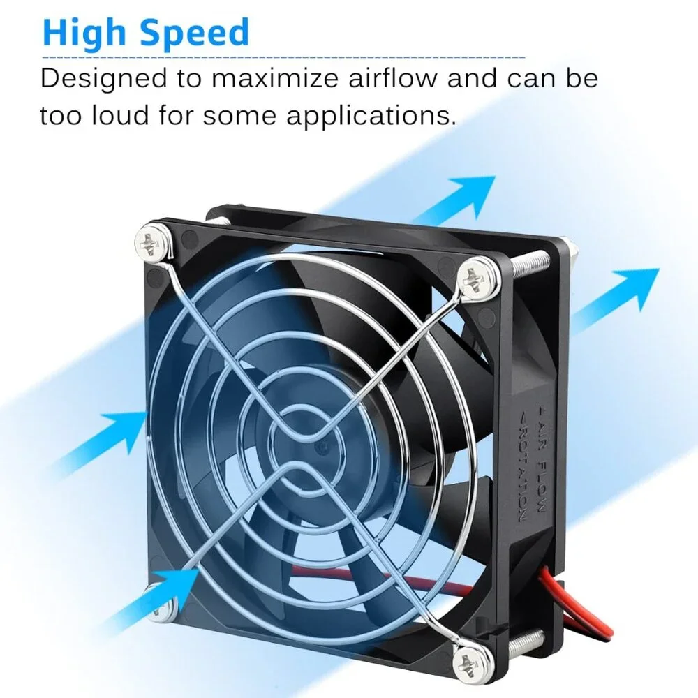 2 Pack 80mm x 25mm Dual Ball Bearings High Speed 4500RPM 12V DC Brushless Coolin - Picture 3 of 8